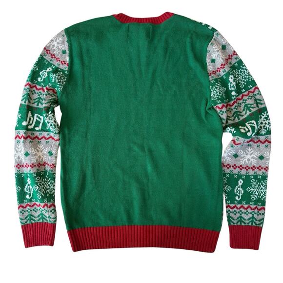 Ugly Christmas Sweater The BEATLES Abbey Road Elves Music Notes Men's Small - Picture 2 of 8